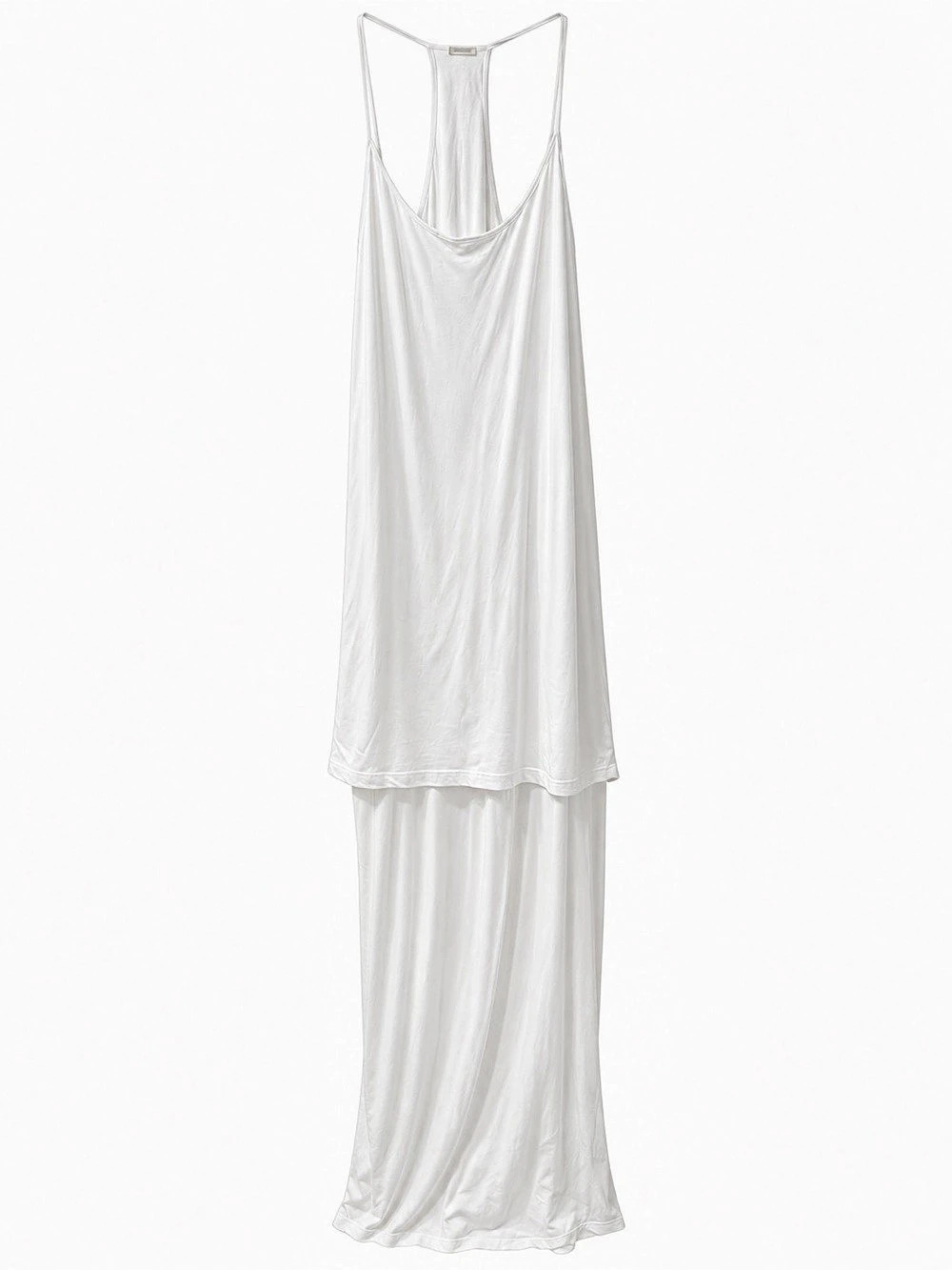 Monrow White Double Layer Maxi Dress Medium Racerback Cotton